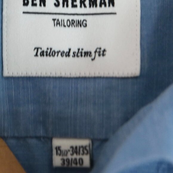 Ben Sherman Blue Dress Shirt Tailored Slim Fit 15.5 34/35 Medium Mod Menswear - Picture 4 of 7